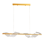 Люстра линейная золотистого цвета с двумя прозрачными волнистыми элементами Wave Line варинант исполнения - 2 | Loft Concept в Краснодаре