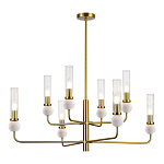 Люстра с 8-ю плафонами в форме стеклянных трубок и мраморных декоративных элементов Montreal варинант исполнения - 7 | Loft Concept в Краснодаре