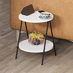 Стол приставной с 2-мя круглыми белыми столешницами ESSEL SIDE TABLE WHITE варинант исполнения - 8 | Loft Concept в Краснодаре