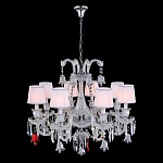 Люстра с 8-ю белыми текстильными абажурами и хрустальными подвесками Lustre Reverie варинант исполнения - 2 | Loft Concept в Краснодаре