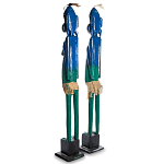 Комплект из 2-х деревянных статуэток Asmat Statuettes Blue Green варинант исполнения - 5 | Loft Concept в Краснодаре
