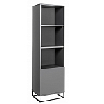 Стеллаж книжный цвета графит с 3-мя открытыми полками и дверкой Strict Lines варинант исполнения - 1 | Loft Concept в Краснодаре