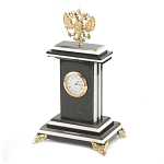 Часы настольные бронзовые с Гербом России из натурального камня Змевик Stone Clock варинант исполнения - 2 | Loft Concept в Краснодаре