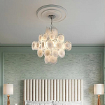 Люстра  с каскадом из круглых декоративных элементов  White Clear Glass Chandelier варинант исполнения - 5 | Loft Concept в Краснодаре