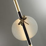 Подвесной светильник с шарообразным плафоном из алебастра и бронзовой декоративной стрекозой Alaris  варинант исполнения - 6 | Loft Concept в Краснодаре