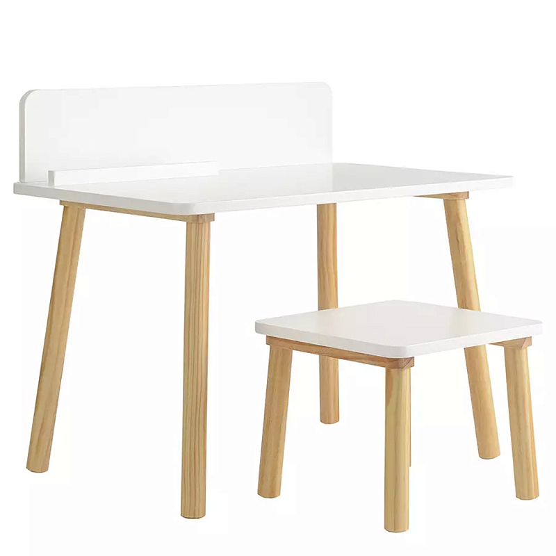 Набор детской мебели белый Childrens Table with Stool Белый Голубой в Краснодаре | Loft Concept 