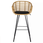 Стул барный с ротанговым плетением Half Bar Chair with Wicker с подлокотниками варинант исполнения - 1 | Loft Concept в Краснодаре
