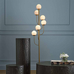 Торшер с 6-ю белыми стеклянными плафонами в форме шаров Gooseneck Pelle Chandelier варинант исполнения - 2 | Loft Concept в Краснодаре