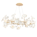 Люстра круглая с белыми лепестками из керамики и прозрачными хрустальными цветками Диаметр 82 см Wintery flovers варинант исполнения - 1 | Loft Concept в Краснодаре