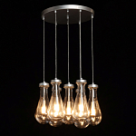 Люстра с 7-ю прозрачными плафонами из стекла в форме капли на круглом потолочном основании цвета хром Lucid Rain  варинант исполнения - 3 | Loft Concept в Краснодаре