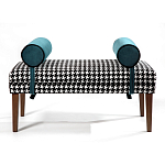 Банкетка Banquette PIED DE POULE с принтом гусиная лапка и синими подлокотниками  варинант исполнения - 1 | Loft Concept в Краснодаре