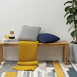 Плед из хлопка жемчужной вязки горчичного цвета Waffle Comfort варинант исполнения - 5 | Loft Concept в Краснодаре