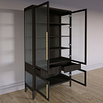 Витрина Primo со стеклянными фасадами и 2 ящиками Темный орех варинант исполнения - 6 | Loft Concept в Краснодаре