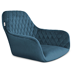 Стул с мягкой синей обивкой из велюра и подъемно-поворотным механизмом на черных колесиках Harper Blue варинант исполнения - 2 | Loft Concept в Краснодаре