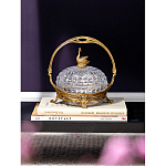 Конфетница из прозрачного рельефного стекла с ручкой и фигуркой лебедя Eden Garden варинант исполнения - 4 | Loft Concept в Краснодаре