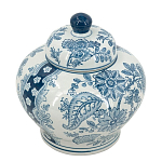 Ваза с крышкой и синим узором в виде цветов и листьев Blue & White Ornament  варинант исполнения - 1 | Loft Concept в Краснодаре