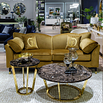 Стол журнальный коричневый на золотом основании Symphony of the Earth варинант исполнения - 3 | Loft Concept в Краснодаре