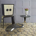 Дизайнерский журнальный столик с круглой столешницей на золотых ножках Risenbix варинант исполнения - 1 | Loft Concept в Краснодаре