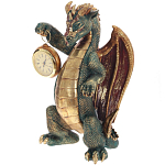 Часы в виде дракона Green Dragon Gold Mask with Clock варинант исполнения - 1 | Loft Concept в Краснодаре