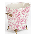 Кашпо из белого фарфора с розовым цветочным орнаментом Eden Garden варинант исполнения - 2 | Loft Concept в Краснодаре