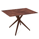 Стол обеденный с коричневой прямоугольной столешницей из керамики на четырех пластиковых ножках Brown Ceramics варинант исполнения - 1 | Loft Concept в Краснодаре