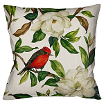 Декоративная подушка бежевая с изображением птиц и цветов Blooming Birds варинант исполнения - 1 | Loft Concept в Краснодаре