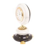 Часы настольные бронзовые из натуральных камней Мрамор и Змеевик Stone Clock варинант исполнения - 2 | Loft Concept в Краснодаре
