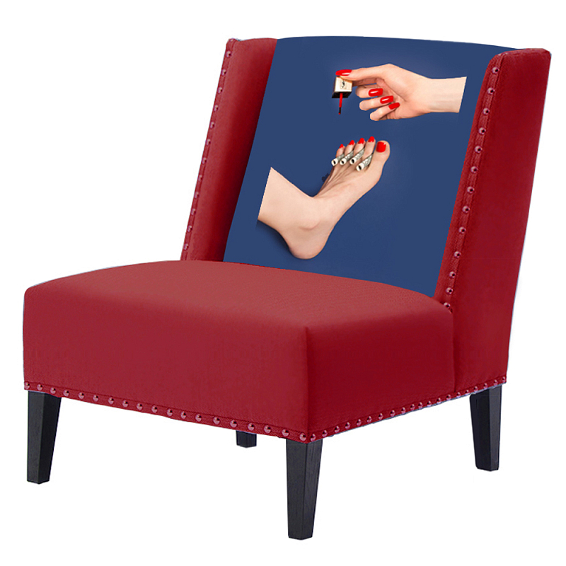 FUN Armchair "Pedicure" Red Дизайнерское кресло с цветным принтом Бургундский красный Сапфирово-синий в Краснодаре | Loft Concept 