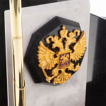 Настольный письменный набор из мрамора и змеевика с гербом России Marble Accessory варинант исполнения - 3 | Loft Concept в Краснодаре