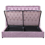 Кровать двуспальная фиолетовая с основанием из массива дерева с мягким изголовьем Velour Beds варинант исполнения - 3 | Loft Concept в Краснодаре