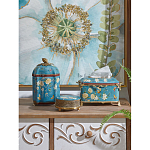 Салфетница прямоугольная голубого цвета с цветами и бабочками Blue Garden варинант исполнения - 2 | Loft Concept в Краснодаре