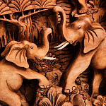 Панно из дерева пять слонов Panel With Animals варинант исполнения - 4 | Loft Concept в Краснодаре