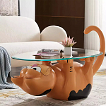 Дизайнерский журнальный стол с основанием в виде кота Bivan варинант исполнения - 1 | Loft Concept в Краснодаре