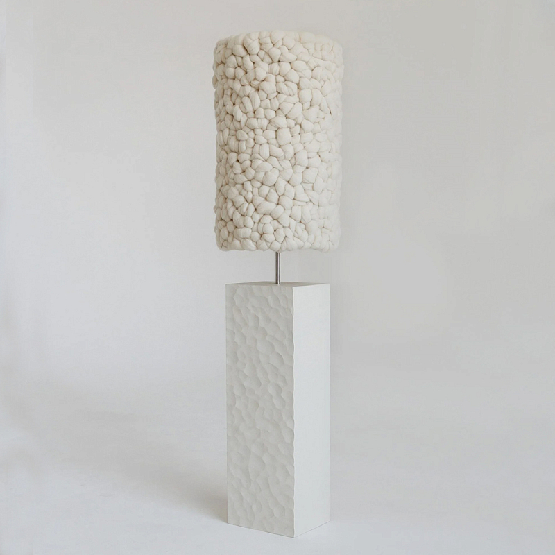 Торшер белый с вязаным абажуром Woolen Floor Lamp Белый Торшер белый с вязаным абажуром Woolen Floor Lamp Белый в Краснодаре | Loft Concept