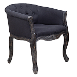 Кресло низкое в стиле прованс Черный Лен Louis French Armchair  варинант исполнения - 1 | Loft Concept в Краснодаре