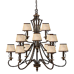 Люстра бронзового цвета с бежевыми абажурами из органзы в классическом стиле Hinkley варинант исполнения - 1 | Loft Concept в Краснодаре