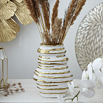 Ваза белая с рельефной поверхностью и золотыми полосами Vase Beehive варинант исполнения - 5 | Loft Concept в Краснодаре