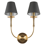 Бра с металлическим основанием бронзового цвета и 2-мя черными конусовидными абажурами Dignity варинант исполнения - 3 | Loft Concept в Краснодаре