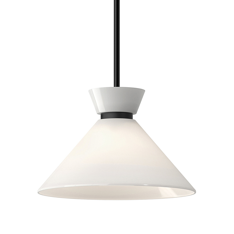 Подвесной светильник с белым стеклянным конусным плафоном Alora Mood Черный Золотой Белый в Краснодаре | Loft Concept 