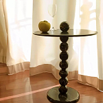 Дизайнерский журнальный стол с основанием в виде черных мраморных бусин Mybimus варинант исполнения - 1 | Loft Concept в Краснодаре