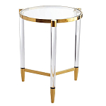 Золотой приставной столик с круглой стеклянной столешницей Weightless Table варинант исполнения - 3 | Loft Concept в Краснодаре