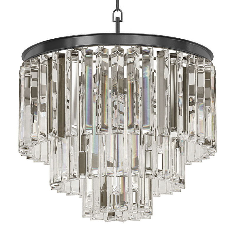 Люстра Odeon Clear Glass Fringe Chandelier - 3 rings Черный в Краснодаре | Loft Concept 