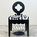 Дизайнерский стул с круглой деревянной спинкой Black and White Clover варинант исполнения - 2 | Loft Concept в Краснодаре