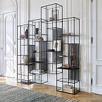 Стеллаж из металла и стекла Menzie Black Stripes Metal Rack варинант исполнения - 6 | Loft Concept в Краснодаре