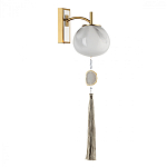 Бра с шарообразным плафоном из белого стекла с подвеской из камня Agatelle варинант исполнения - 1 | Loft Concept в Краснодаре