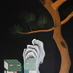 Обои ручная роспись The Art of Learning and Steps for the Flowers by Teo Yang Original colourway on Pitch dyed silk варинант исполнения - 2 | Loft Concept в Краснодаре