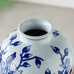 Ваза с бело-синей росписью и изображением цветов Blue & White Ornament варинант исполнения - 3 | Loft Concept в Краснодаре