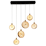 Подвесной светильник с плафонами из рельефного стекла Peony Glass Bronze Six варинант исполнения - 2 | Loft Concept в Краснодаре