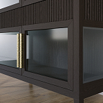 Витрина Primo со стеклянными фасадами и 2 ящиками Темный орех варинант исполнения - 3 | Loft Concept в Краснодаре