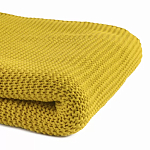 Плед из хлопка жемчужной вязки горчичного цвета Waffle Comfort варинант исполнения - 2 | Loft Concept в Краснодаре